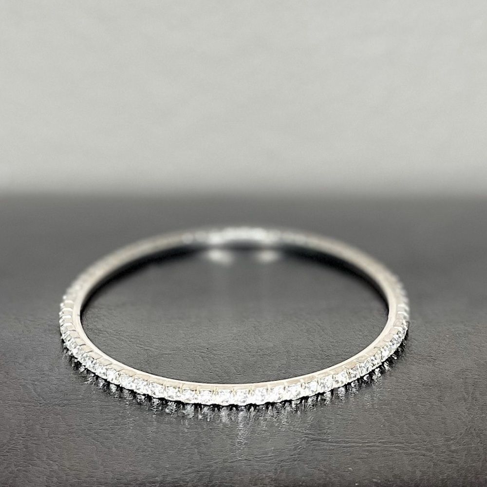 Diamond Bracelet Bangle Women’s Jewelry Silver Grey White Stone Costume​… - Picture 2 of 8